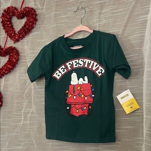 Peanuts Dark Green 'Be Festive' Kids Tee